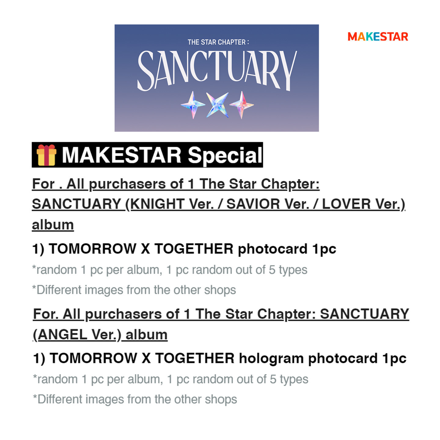 TOMORROW X TOGETHER - The Star Chapter: SANCTUARY - Makestar POB only