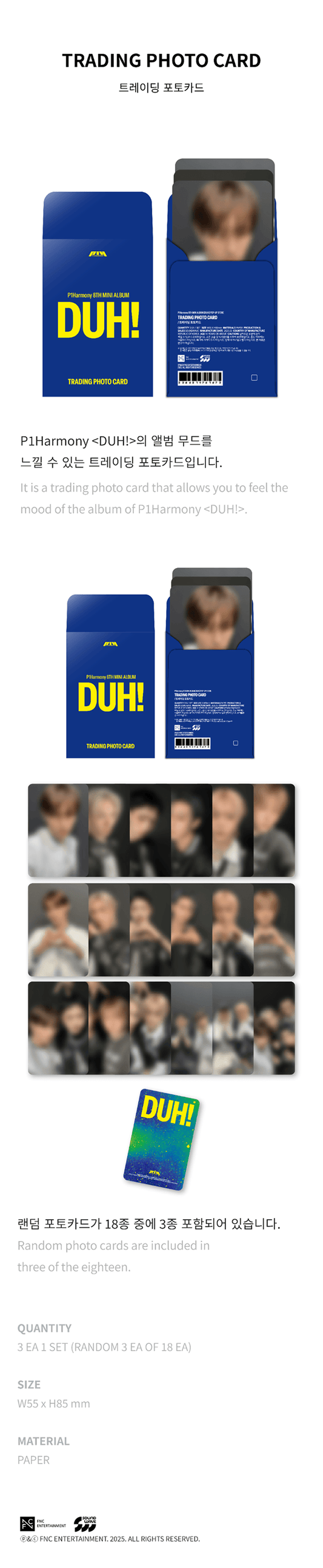 P1HARMONY - Duh! Pop-up Store Official Merch [TRADING PHOTO CARD]