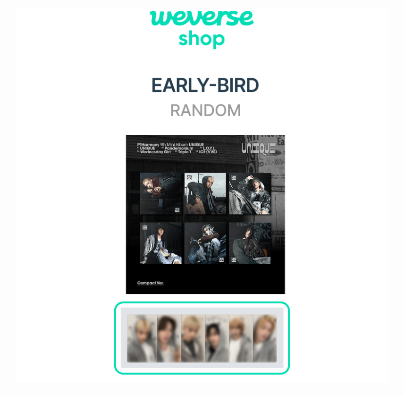 [WV POB] P1Harmony - UNIQUE [Compact Ver.] [EARLY BIRD RANDOM]
