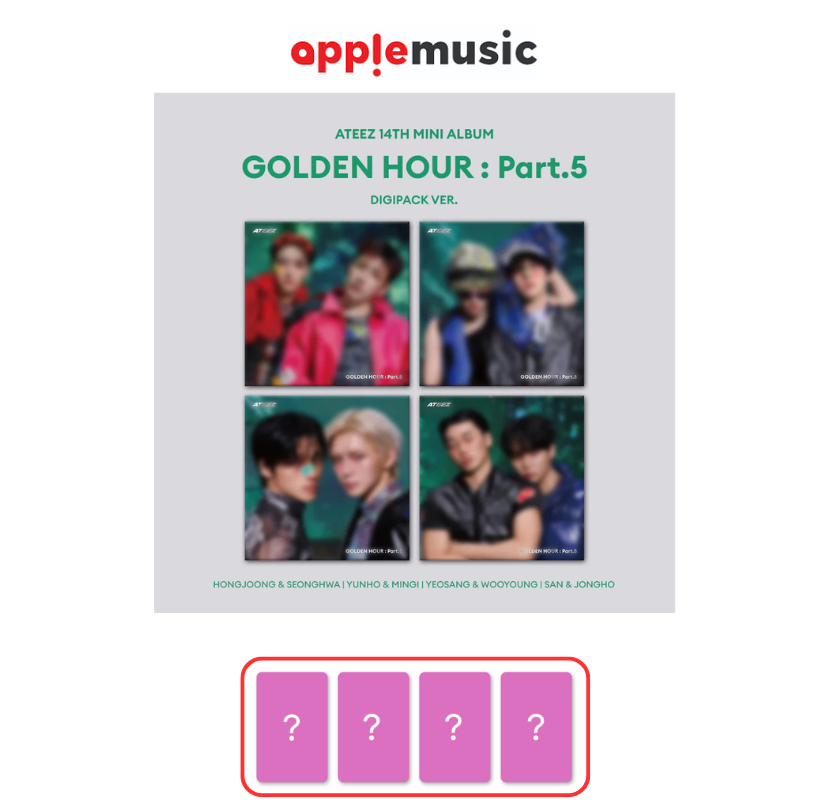 [APPLEMU POB] ATEEZ - GOLDEN HOUR : Part.5 [DIGIPACK UNIT Ver.]