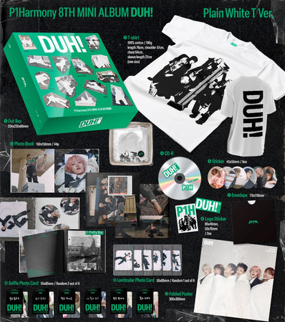 [JJ MUZE POB] P1HARMONY - Duh! [Plain White T Ver.]
