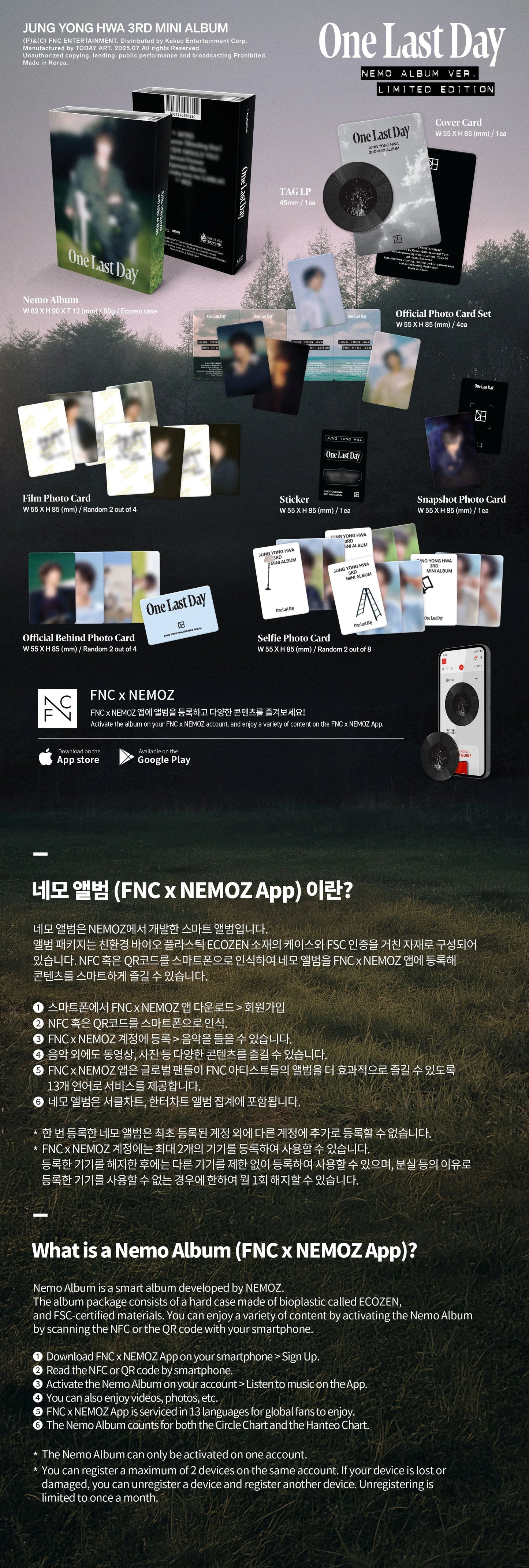 JUNG YONGHWA - One Last Day [NEMO ALBUM (LIMITED EDITION)]