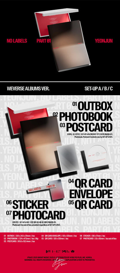 [WV POB] YEONJUN - NO LABELS: PART 01 [Weverse Albums Ver.] SET