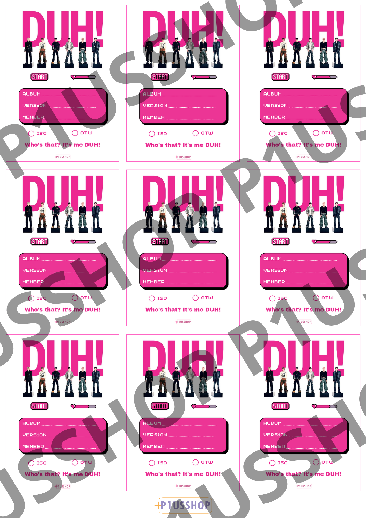 Photocard binder filler - P1Harmony DUH [D ver.]